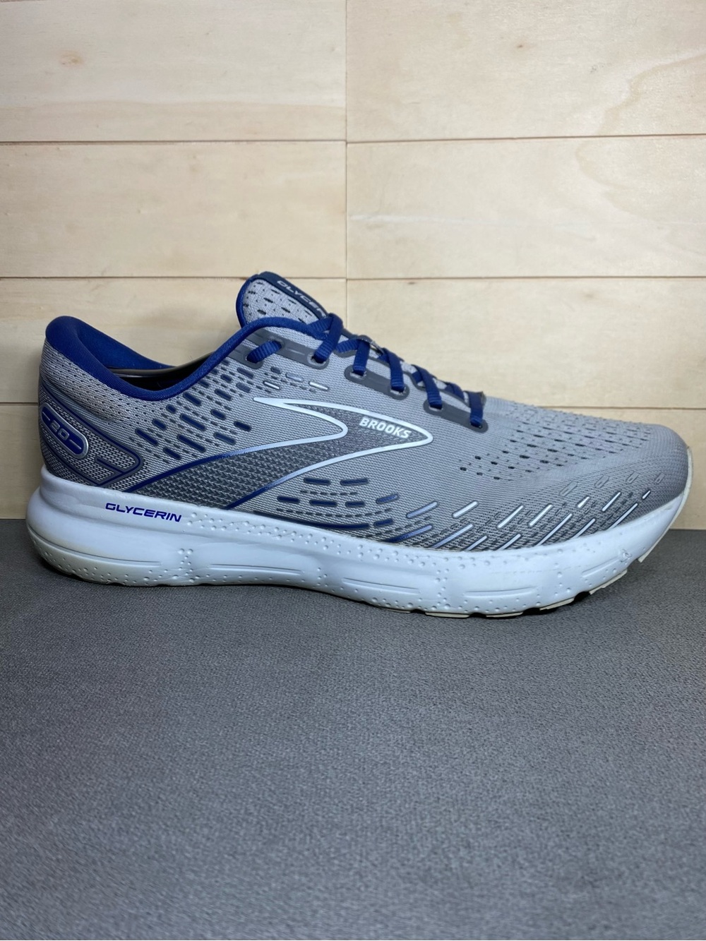 Brooks Glycerin 20 Grey Blue Men's Size 13 Running Shoes Sneakers D